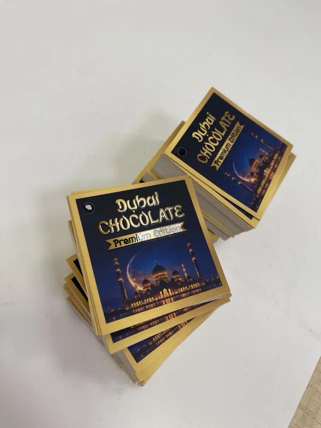 Etykiety produktowe Dubai Chocolate